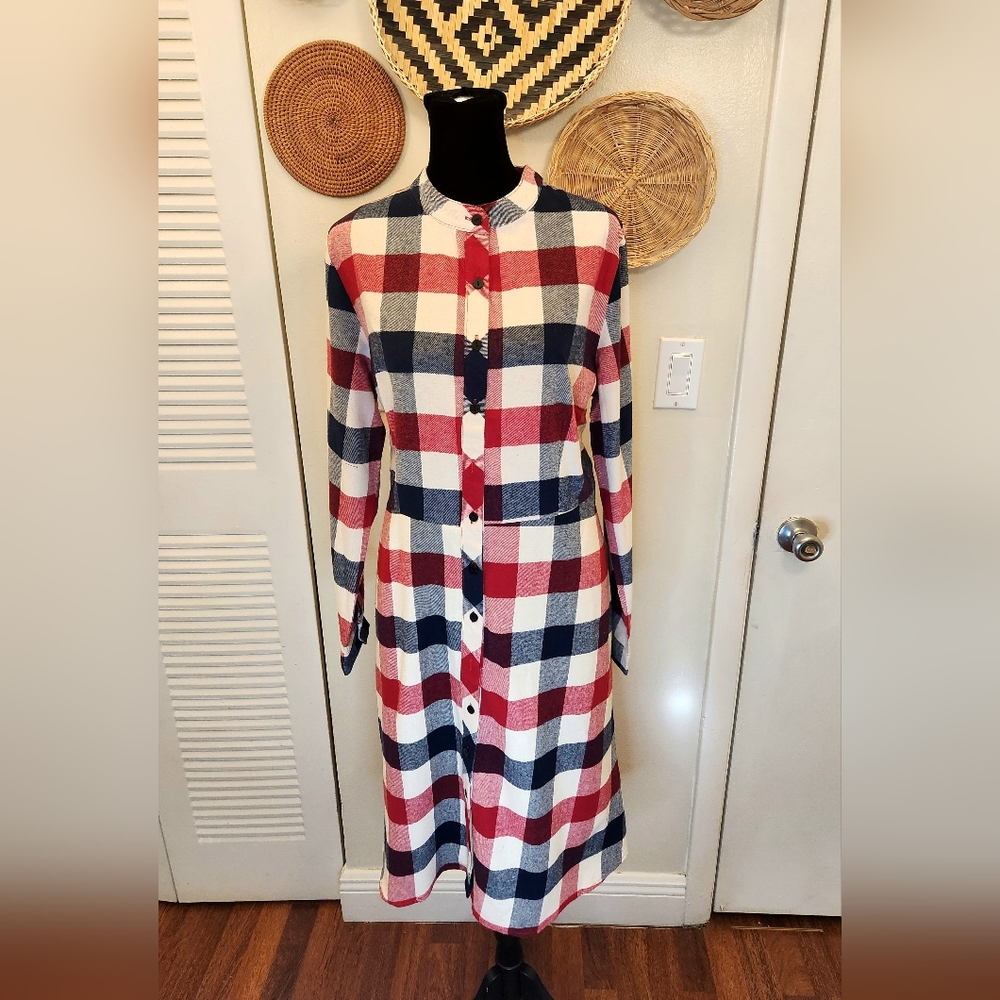 LAST ONE! Long Sleeve Plaid Button Down Dress